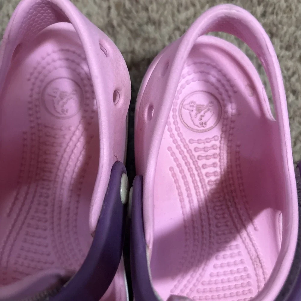 Crocs Crocband  Sandals Junior 1 Pink Purple Open Toe Adjustable Sandals Beach
